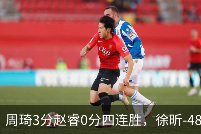 周琦3分赵睿0分四连胜，徐昕-48全队最低，张文杰陈国豪9中0